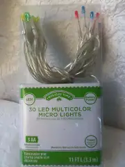 Holiday Time 30 LED Multi Color Micro Indoor Lights Wire TIMER 11 Ft #781