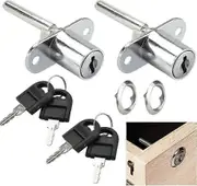 2 Pcs Office Drawer Lock with Keys Zinc Alloy Cylinder Lock for Wooden 3 Drawer