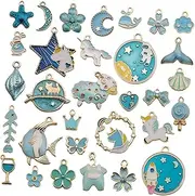 [CIMAXIC] Diy Jewelry Making Kit 31pcs Unicorn Series Drop Oil Pendant Charms Set for Earrings Necklace