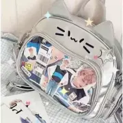 Cute Cat Ita Bag - Japanese School Bag - PU Leather Pin Display Backpack