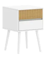 [Sarantino] Clio Bedside Table Night Stand in White/Natural