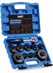 OMT 10pc Oil Filter Wrench Set 3/8" Drive Metric Oil Canister Socket Set w Case