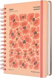 Kokonote Flower Market Muse A5 2024 Day To Page Diary | January 2024 - December 2024 | 2024 Weekly Planner | A5 Planner With Stickers & Pocket | 2024 Diary