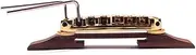 HONITANO Archtop Guitar Bridge with Gold Roller Saddles Wheels Rosewood Tailpiece Replacement for Vintage Instruments