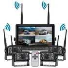 Digital Wireless 7" Monitor Splitscreen 4x Reversing Camera Kit DVR 12V 24V QUAD