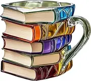 Painted Book Mug, Novelty 3D Painted Coffee Mugs, Colorful Acrylic Books Stack Coffee Cup for Hot or Cold Brews, Collection Gift for Book Lovers, Reader