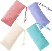 TOKIDNY Soap Pouches Set 4 Pack Exfoliating Net Bag for Bar Soap Shampoo Bar Bag Travel-friendly