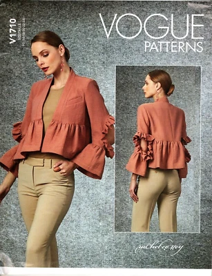 Vogue V1710 Misses 16 to 24 Rachel Comey Ruffle Jacket Uncut Sewing Pattern