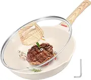 PHWRECZ Deep Frying Pan with Lid Nonstick Saute Pan Efficient Skillet Pan with Ergonomic Handle Multifunctional Frying Pan for Cooking Induction Stovetops.