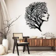 Abstract Face Metal Wall Art, Women Wall Art Decor Tree of Life, Metal Tree Bran