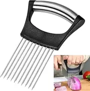 Onion Holder Slicer Food Choppers Slice Assistant, Stainless Steel Fork Vegetable Helper Meat Rack Slicers Lemon Tomato Potato Cutter Slicer Kitchen Tool Gadgets Cutting Chopper by MOTYYA