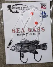 12 Pack SEABASS HIGH LOW 2/0 Hook RED Bead Saltwater Bait Holder