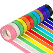 12PCS Colored Masking Tape Kids Art Supplies Colored Tape DIY Craft Tape