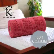 3MM macrame Braided cord, MAROON, 100m, 100% Cotton Rope Yarn Craft Supplies Wal