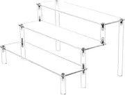 Acrylic Display Risers,3-Tier Clear Display Stand, Clear Display Riser Shelf Small Mini Display Stand for Organizer ,Party, Makeup Organization and Decoration