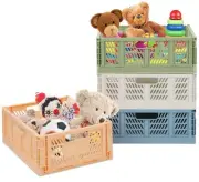 Plastic Drawer Organizer 4-Pack Collapsible Storage Boxes Stackable Foldable