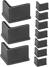 TEHAUX 10Pcs Shaped Rubber Leg Caps for Furniture Feet Non Slip Table Bed Frame Protectors Black Bed Frame Covers Floor Protector for Home Office Use