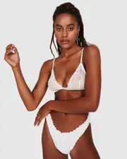 Cora Contrast Lace Soft Cup Triangle Bra White