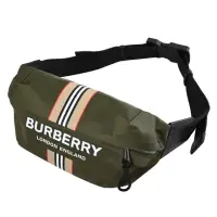 在飛比找momo購物網優惠-【BURBERRY 巴寶莉】品牌大LOGO條紋三用胸口包腰包