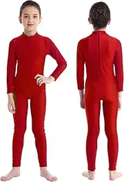[iEFiEL] Kids Girls Full Body Gymnastic Unitard Long Sleeve Ballet Leotard Yoga Gym Fitness Bodysuit Active Jumpsuit