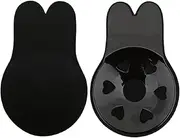 [Generic] Push Up Bras Adhesive Silicone Strapless Invisible Bra Reusable Sticky Breast Lift Tape Nipple Cover Bra Pads for Women(Black,D)