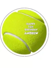 TENNIS BALL 19cm Round Personalised Edible Image ICINGSHEET Birthday Cake Topper