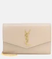 [Saint Laurent] Saint Laurent Uptown leather wallet on chain One size beige