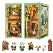 Book Nook Kits, DIY Miniature House Kit Wood Puzzle Bookends Panda Shop