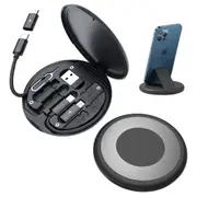Compact Cable Card with Multi-Type Cable and USB Adapter Storage Box