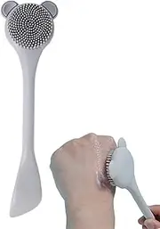 Facial Brush for Women - Double Head Silicone Face Scrubber Cleansing Brush | Skin Care Face Cleanser Massager Brush with Cartoon Design for Mother, Wife