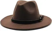 [Hcclijo] Wide Brim Top Jazz Caps Women Men Wool Wedding Hat 56-58-61CM