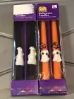 Vtg.4 Halloween Taper Candles 12" Orange Cute Ghosts Jack-O-Lanterns Kmart