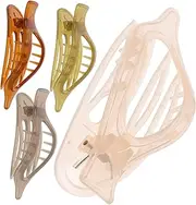4pcs Decorative French Curved Hair Clips Non Slip Hair Barrettes for Styling Sectioning Lightweight Durable Claw Clips Jelly Colors