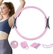 Pilates Kit for Home Workouts, Pilates Ring Yoga Ball Resistance Bands, 5X Home Gym Accessories, Workout Equipment Stretching Yoga Bands, Women Exercise Equipment