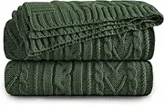 Aormenzy Green Cable Knit Throw Blanket Oversized 60" x 80" Super Soft Comfy Knitted Blanket for Couch Bed Sofa, Twin Size