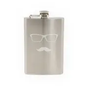 Glasses with Mustache #5 - Hipster Style Fancy Goofy -8 oz etched flask