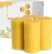 Beeswax Pillar Candles, Natural Bees Wax Candles 2x4 Inch, 4 Pack, Unscented Large Pillar Candle - Smokeless & Dripless, 35-40 Hours Long Burning Time for Home Decor, Dinner, Party