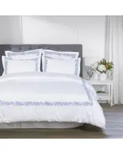 Melange Home 600 Thread Count Sateen Floral Vine Embroidery Duvet Set