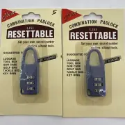 2 pcs Locks 3-Digit Combination PadLock Suitcase Travel Luggage Purple