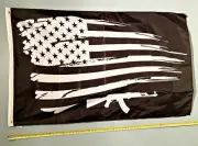 DONALD TRUMP FLAG FREE SHIP USA SELLER! Black AK47 USA Veteran 2024 Sign 3x5'