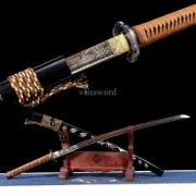 Japanese Katana Carbon Steel Gold Blade Full Tang Samurai Battle Ready Sharp.