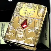 Zippo Armor Maneki Neko Gold Gold Tank LUCKY CAT DESIGN Red Stone