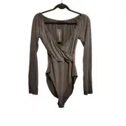 ASOS I Saw It First SIZE 20 Plus size long sleeve bardot bodysuit in gray