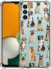 [GlamCase] for Samsung Galaxy A13 5G / A04s, Samsung Galaxy A13 5G / A04s Clear Case - Dog Pattern with Sunglasses design Printed Shockproof Clear Back Case/Cover for Samsung Galaxy A13 5G / A04s