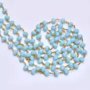 Amazonite Faceted Rondelle 3mm 6mm Bead Rosary Necklace Chain 24k Gold Plated