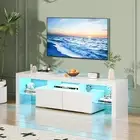 LED TV Cabinet 160cm Gloss Entertainment Unit 2 Doors & Open shelves White