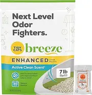 Tidy Cats Breeze Enhanced Cat Litter Pellets - Active Clean Scent, Refill 7 lb with Aurora Pet Wipes