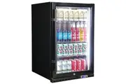 Schmick Black Quiet Front Venting Under Bench Heated Glass Door Bar Fridge Model SK146R-B-HD
