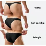 Men Black Sexy Thong Low Waist Swimsuit Gay Triangle Briefs Bikini Bathing Suit@