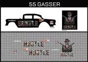 Hot Wheels (1/64), 55 Gasser "Hustle" Waterslide, Printed White First, Decals